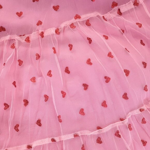 Betsey Johnson Classically Pink Heart Dress Pale Pink Red Glitter Hearts… - Picture 11 of 13